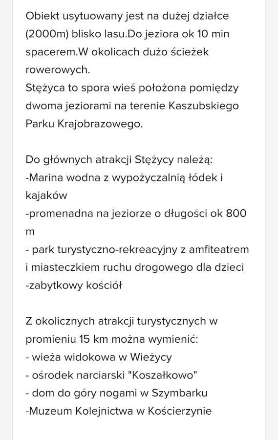 Dom Na Kaszubach "White House" Caloroczny Na Wylacznosc Stężyca Kültér fotó